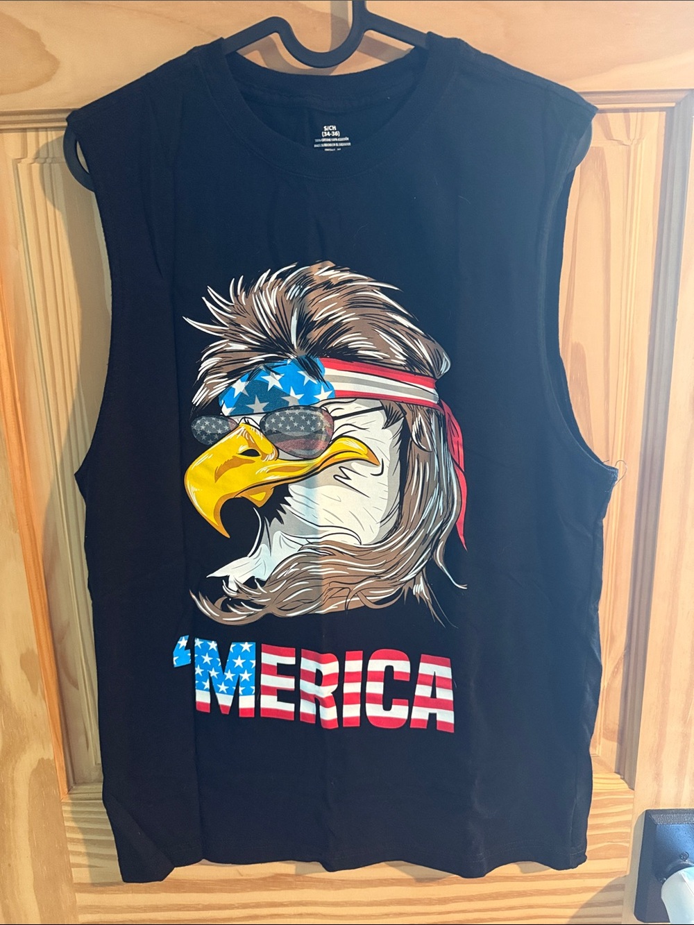 Black Muscle Tee with 'Merica Eagle Graphic